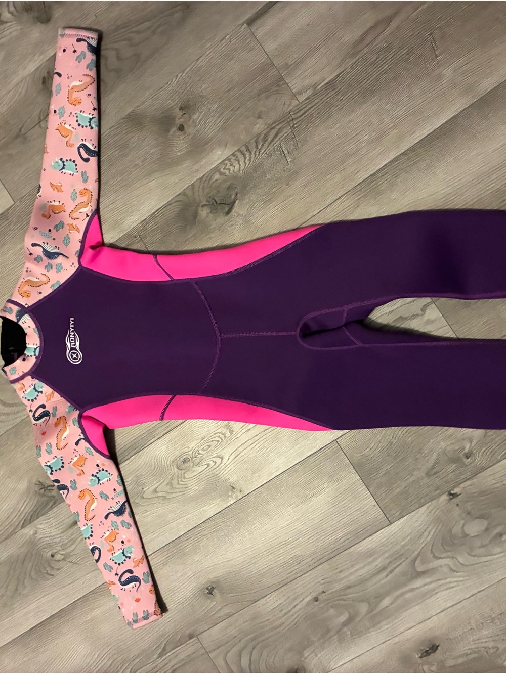 Kids Purple & Pink One-Piece Wetsuit with Sea Creature Sleeves